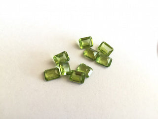 8 Pieces 8x6mm Peridot Emerald Cut Faceted Green Color Loose Gemstones SKU-P3