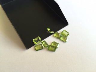 8 Pieces 8x6mm Peridot Emerald Cut Faceted Green Color Loose Gemstones SKU-P3