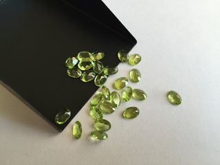 25 Pieces 7x5mm Peridot Faceted Oval Shaped Green Color Loose Gemstones SKU-P4