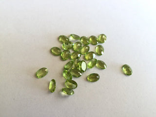 25 Pieces 7x5mm Peridot Faceted Oval Shaped Green Color Loose Gemstones SKU-P4
