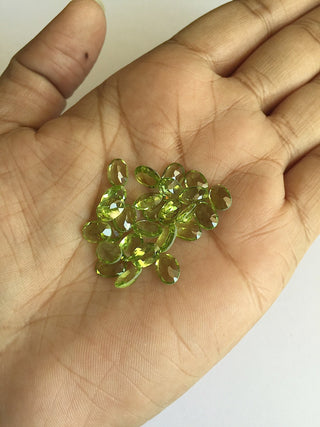 25 Pieces 7x5mm Peridot Faceted Oval Shaped Green Color Loose Gemstones SKU-P4