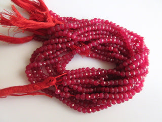 4mm Red Jade Rondelle Beads, Faceted Ruby Red Jade Beads, 13.5 Inch Strand, Sold As 1 Strand/5 Strand/10 Strand, SKU-JA2