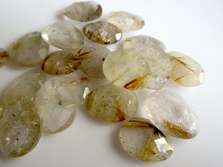 6 Pieces 14mm To 18mm Each Gold Rutilated Quartz Faceted Rose Cut Loose Cabochons RS50