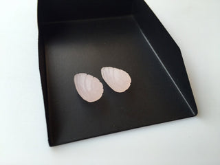 Hand Carved Rose Quartz Drop Carvings , Stone Carvings, Pink Gemstone Carvings, Matched Pairs, 15x9mm - SKU C7