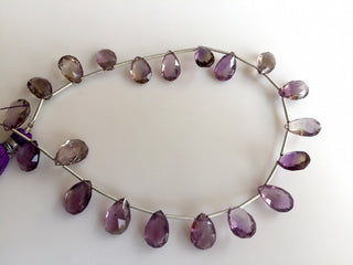 Ametrine Faceted Pear Briolette Beads, Natural Ametrine Gemstone, 13mm To 17mm  Each, 12 Pieces Approx