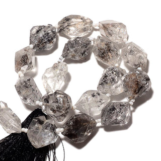 Raw Herkimer Diamond, AAA Herkimer Diamond Beads, Herkimer Diamond Nuggets, 12mm To 15mm Each, 6 Inch Half Strand, SKU-B126