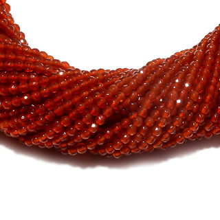 Rare 2mm Red Onyx Beads, Faceted Round Beads, Natural Red Onyx Beads, 15 Inch Strand, SKU-B83