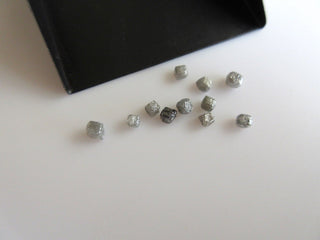 2 Pieces 4mm Natural Grey Raw Rough Loose Uncut Diamond, Natural Gray Diamond Cubes Undrilled Box Beads, SKU-DD147