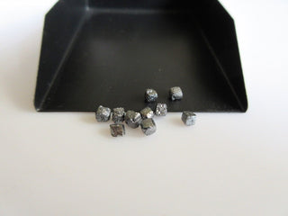 2 Pcs Natural Black Raw Diamonds, Loose Rough Diamond, Uncut Diamond, Black Diamond Cubes, Undrilled Box Beads, 4mm Each Approx, SKU-DD147