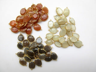 5 Pieces 925 Sterling Silver White Moonstone Rose Cut Connector, Moonstone Bezel Connectors, Gemstone Connector, SKU-5401