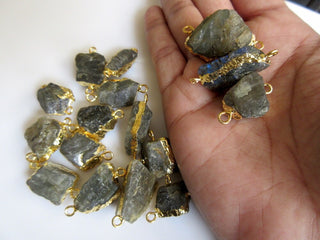 Raw Labradorite Connectors, Gemstone Connectors, Raw Labradorite Beads, 5 Pieces, 18mm To 24mm Approx
