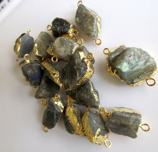 Raw Labradorite Connectors, Gemstone Connectors, Raw Labradorite Beads, 5 Pieces, 18mm To 24mm Approx