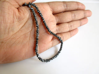 3mm To 4mm Black Uncut Raw Rough Diamond Beads, Rough Conflict Free Diamond Beads, Sold As 4 Inch/8 Inch/16 Inch Strand, DDB211