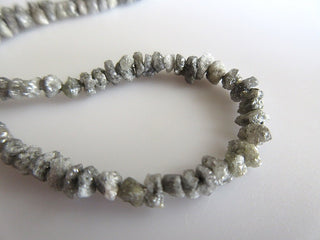 3mm To 4mm Natural Grey Diamond Beads, Uncut Raw Rough Conflict Free Diamond Beads, Sold As 4 Inch/8 Inch/16 Inch Strand, DDG211