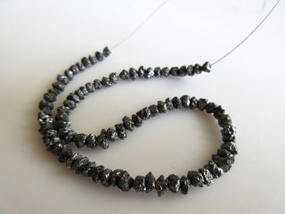 3mm To 4mm Black Uncut Raw Rough Diamond Beads, Rough Conflict Free Diamond Beads, Sold As 4 Inch/8 Inch/16 Inch Strand, DDB211