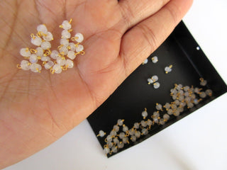 25 pcs 3mm Rondelle Beads, Moonstone Faceted Rondelles, Wire Wrapped Loose Gemstone Beads, Jewelry Hangings, SKU-JH1