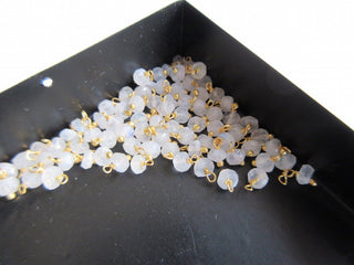 25 pcs 3mm Rondelle Beads, Moonstone Faceted Rondelles, Wire Wrapped Loose Gemstone Beads, Jewelry Hangings, SKU-JH1