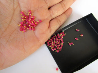 25 pcs Ruby Rondelle Beads, 3mm Faceted Rondelles, Wire Wrapped Gemstone Beads, Jewelry Hangings, SKU-JH3