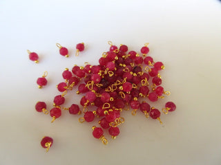 25 pcs Ruby Rondelle Beads, 3mm Faceted Rondelles, Wire Wrapped Gemstone Beads, Jewelry Hangings, SKU-JH3