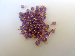 25 pcs Natural Amethyst Wire Wrapped Rondelle Beads, Loose Gemstone Beads, 3mm Faceted Rondelles, Jewelry Hangings, SKU-JH7
