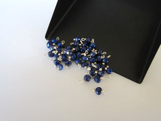 25 pcs Lapis Lazuli Wire Wrapped Rondelle Beads, Loose Gemstone Beads, 3mm Faceted Rondelles, Jewelry Hangings, SKU-JH8