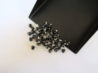 25 pcs Black Spinel Wire Wrapped Rondelle Beads, Loose Gemstone Beads, 3mm Faceted Rondelles, Jewelry Hangings, SKU-JH10
