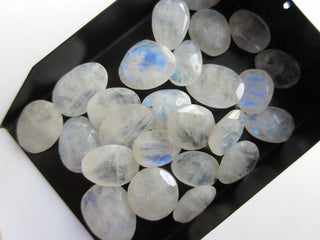 10 Pieces 14mm To 18mm Each Rainbow Moonstone Faceted Rose Cut Flat Back Loose Cabochons SKU-RS45