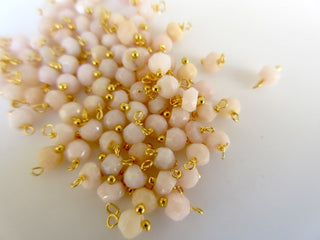 25 pcs 3mm Pink Opal Rondelle Beads, Faceted Rondelles, Wire Wrapped Gemstone Beads, Jewelry Hangings, SKU-JH2