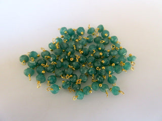 25 pcs Emerald Rondelle Beads, 3mm Faceted Rondelles, Wire Wrapped Gemstone Beads, Jewelry Hangings, SKU-JH4