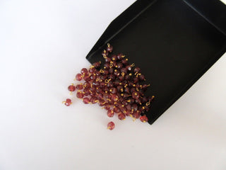 25 pcs Natural Garnet Rondelle Beads, Wire Wrapped Gemstone Beads, 3mm Faceted Rondelles, Jewelry Hangings, SKU-JH6