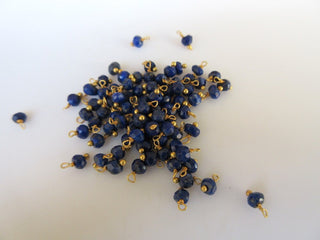 25 pcs Lapis Lazuli Wire Wrapped Rondelle Beads, Loose Gemstone Beads, 3mm Faceted Rondelles, Jewelry Hangings, SKU-JH8