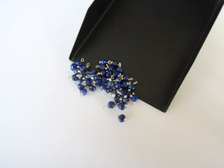 25 pcs Lapis Lazuli Wire Wrapped Rondelle Beads, Loose Gemstone Beads, 3mm Faceted Rondelles, Jewelry Hangings, SKU-JH8