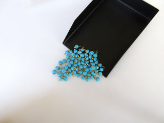 25 pcs Turquoise Wire Wrapped Rondelle Beads, Loose Gemstone Beads, 3mm Faceted Rondelles, Jewelry Hangings, SKU-JH9
