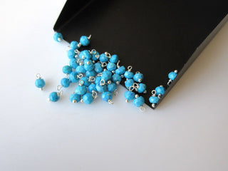 25 pcs Turquoise Wire Wrapped Rondelle Beads, Loose Gemstone Beads, 3mm Faceted Rondelles, Jewelry Hangings, SKU-JH9