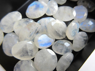 10 Pieces 14mm To 18mm Each Rainbow Moonstone Faceted Rose Cut Flat Back Loose Cabochons SKU-RS45