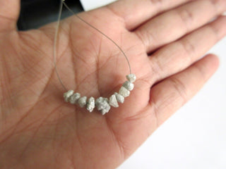 4-6mm White Raw Diamond Beads, Rough Diamond Tyres, Natural Diamond Rondelles, Raw Diamonds, 10 Pieces, SKU-DdW145