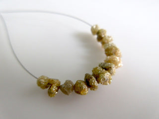 4-5mm Yellow Raw Diamond Beads, Rough Diamond Tyres, Natural Diamond Rondelles, Raw Diamonds, 13 Pieces, SKU-DdY145