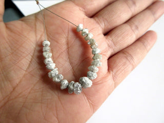 21 Pieces 4-7mm White Grey Raw Rough Natural Diamond Rondelle Beads Tyres SKU-DdGW145