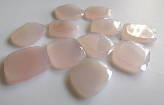 2 Pieces Huge 26-28mm Each Pink Chalcedony Rose Cut Flat Loose Cabochons GFJ