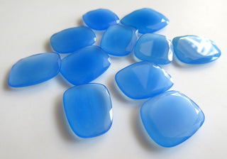 2 Pieces 26mm to 28mm Each Huge Blue Chalcedony Rose Cut Loose Cabochons GFJ