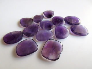 2 Pieces Huge 22mm to 24mm Natural Amethyst Rose Cut Flat Back Loose Cabochons GFJ