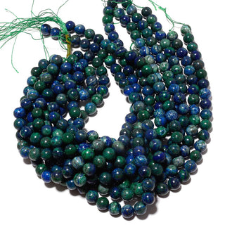 Azurite Beads, Lapis Chrysocolla, Natural Azurite Malachite, 10mm Round Beads, 13 Inch Strand, SKU-BB43