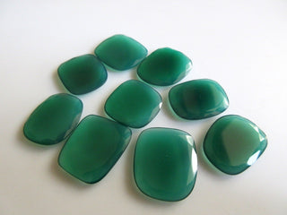 2 Pieces 26mm to 28mm Each Huge Green Onyx Flat Back Rose Cut Loose Cabochons GFJ