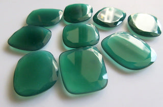 2 Pieces 26mm to 28mm Each Huge Green Onyx Flat Back Rose Cut Loose Cabochons GFJ