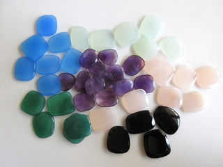 2 Pieces 26mm to 28mm Each Huge Black Onyx Rose Cut Flat Back Black Color Loose Cabochons GFJ