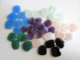 2 Pieces Huge 22mm to 24mm Natural Amethyst Rose Cut Flat Back Loose Cabochons GFJ