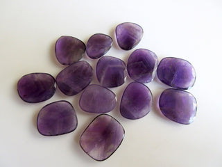 2 Pieces Huge 22mm to 24mm Natural Amethyst Rose Cut Flat Back Loose Cabochons GFJ