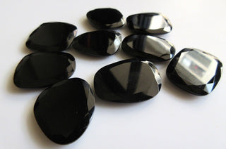 2 Pieces 26mm to 28mm Each Huge Black Onyx Rose Cut Flat Back Black Color Loose Cabochons GFJ