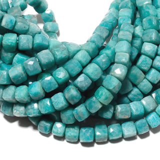 Amazonite Bead, Faceted Box Beads, Gemstone Beads, 8mm Beads, 4.5 Inch Half Strand, SKU-BB46