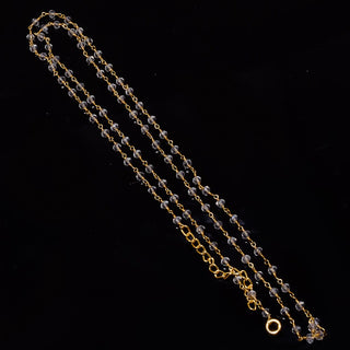 5 Feet Crystal Quartz Gold Wire Wrapped Rondelle Beads, Rosary Style Chain, Chain By The Foot, Beaded Chain, Rc61